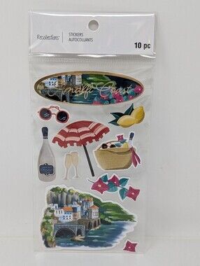 Recollections Coastal Scene Sticker Set - Blue, Red, Yellow, Pink, Green